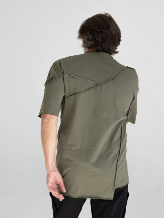 Асимметричная футболка зеленая