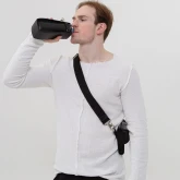 Подвесной кожаный карман для бутылки воды черный