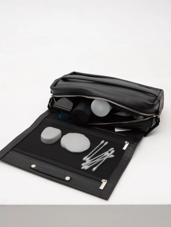 Несессер кожаный черный