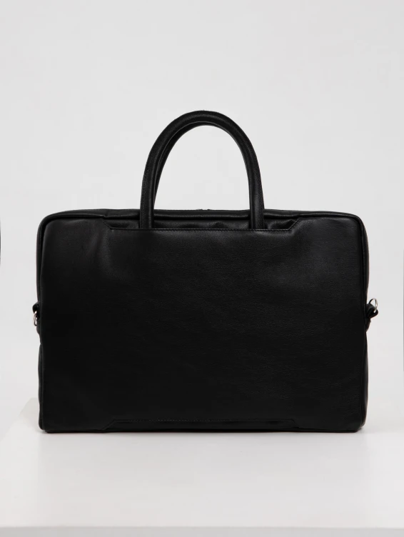 Кожаная сумка для ноутбука черная