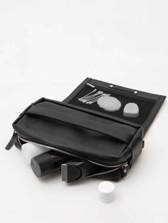 Несессер кожаный черный