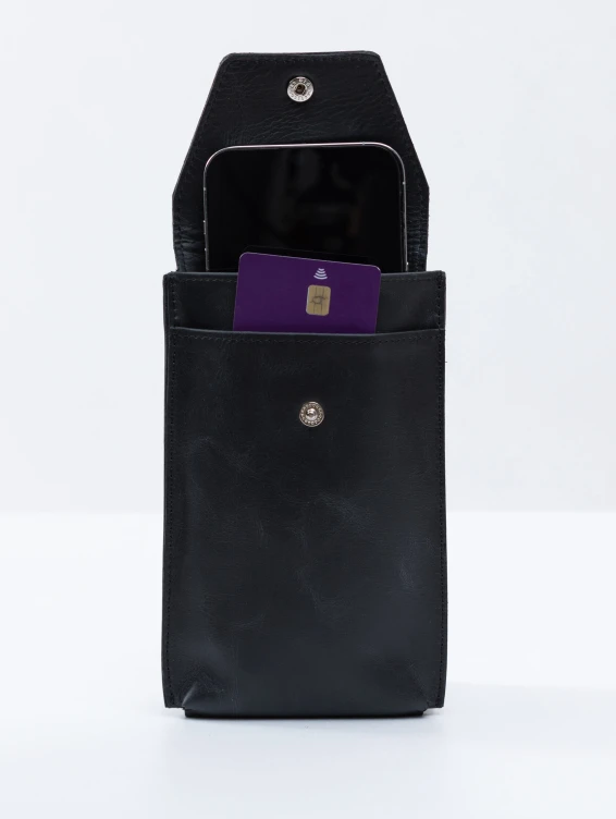 Кожаный подвесной чехол для телефона темно-серый