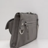 Кожаная сумка с очечником серая - изображение 4