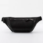 Кожаная поясная сумка черная