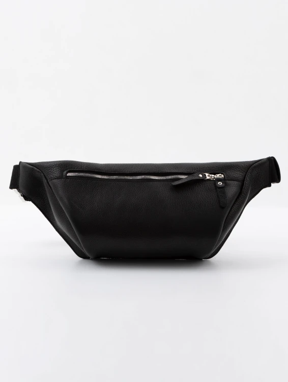 Кожаная поясная сумка черная