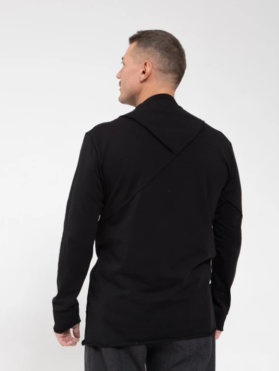 Асимметричная футболка с длинным рукавом черная