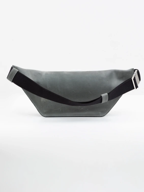 Кожаная поясная сумка серая с винтажным эффектом