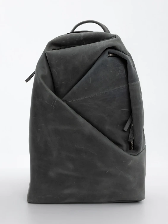 Рюкзак кожаный серый с винтажным эффектом