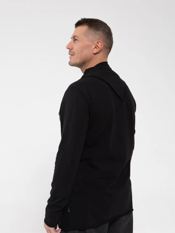 Асимметричная футболка с длинным рукавом черная