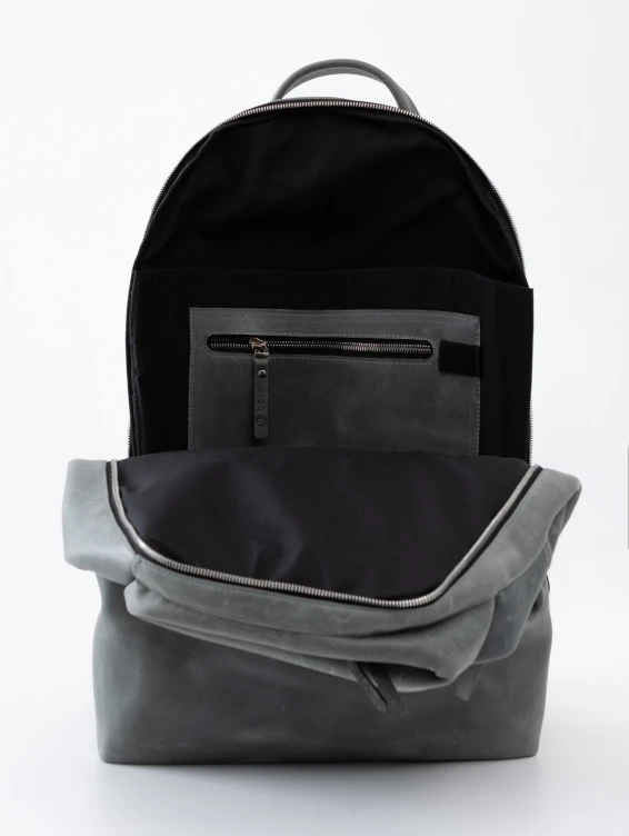 Рюкзак кожаный серый с винтажным эффектом