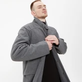 Плащ демисезонный на кнопках серый