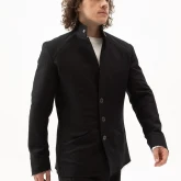 Жакет льняной черный, вид спереди