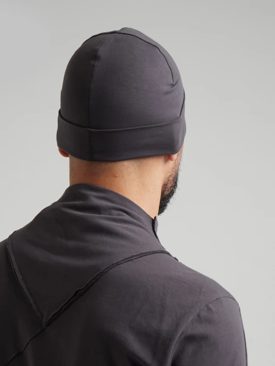 Шапка бини двухслойная темно-серая