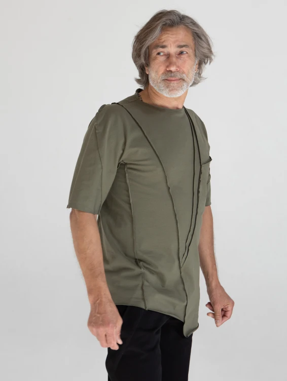 Асимметричная футболка зеленая