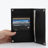 Кожаное портмоне на кнопке черное