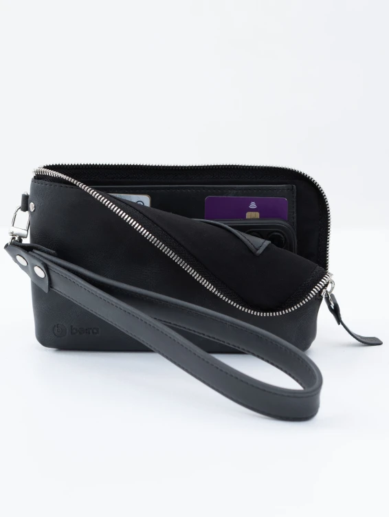 Кожаный клатч темно-серый