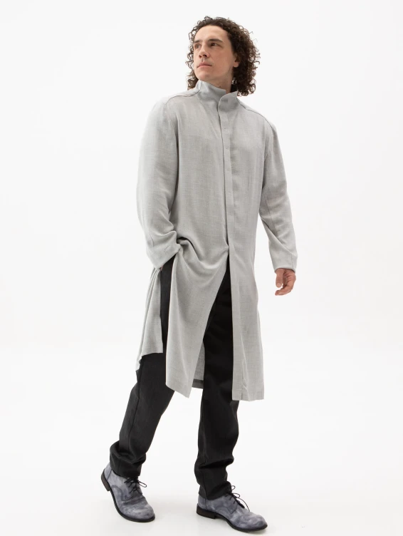 Длинная серая рубашка из вискозы