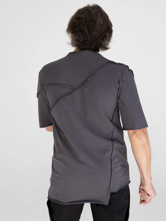 Асимметричная футболка темно-серая