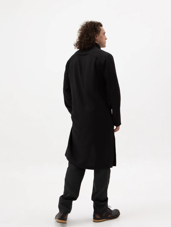 Длинная черная рубашка из вискозы