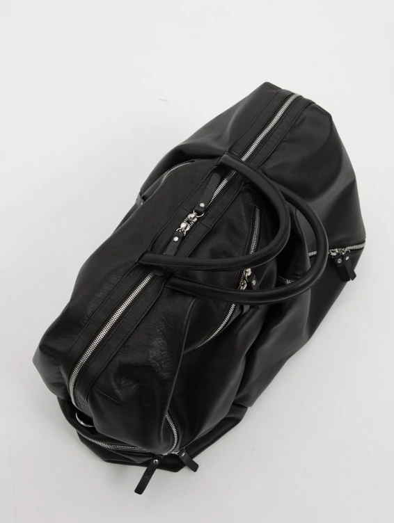 Кожаный саквояж черный