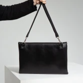 Кожаная сумка-папка для ноутбука черная - изображение 4