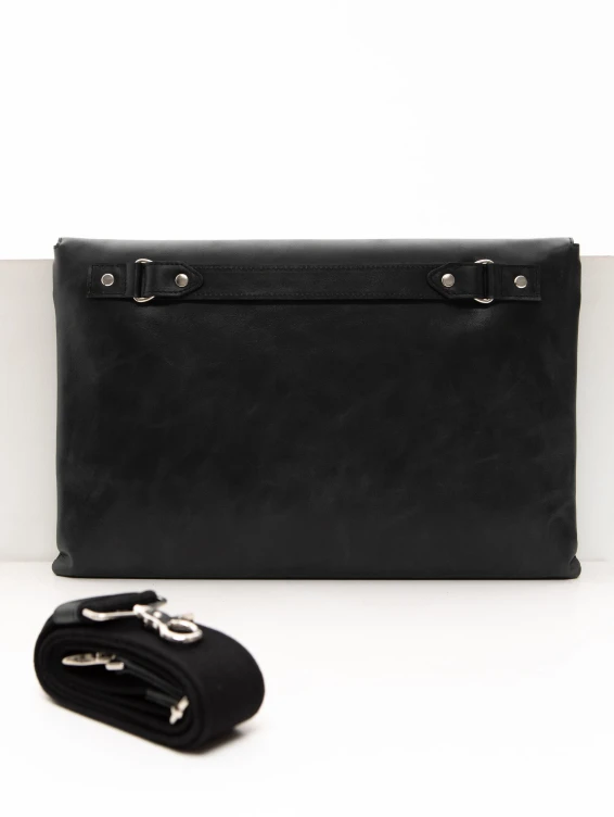 Кожаная сумка-папка для ноутбука темно-серая