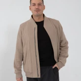 Бомбер на молнии серо-бежевого цвета