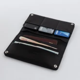 Кожаный холдер для документов, купюр и карт черный