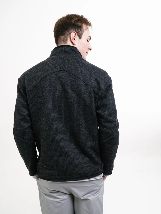 Шерстяной темно-серый свитер-свитшот