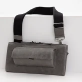 Кожаная сумка с очечником серая - изображение 1