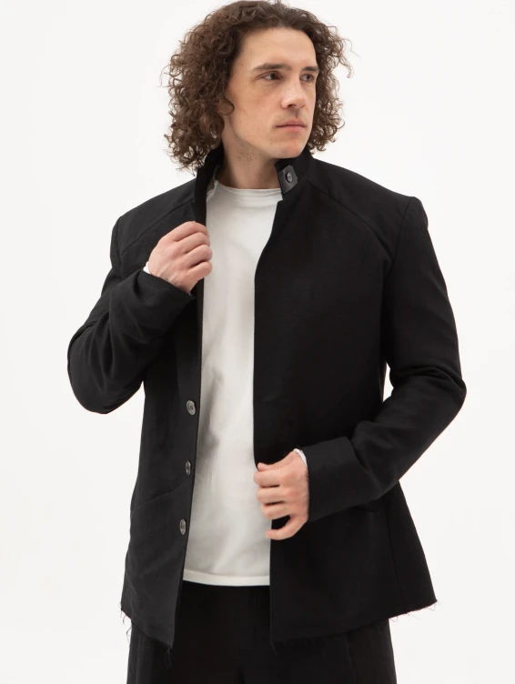 Жакет льняной черный