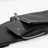 Кожаная сумка-карман темно-серого цвета - изображение 2