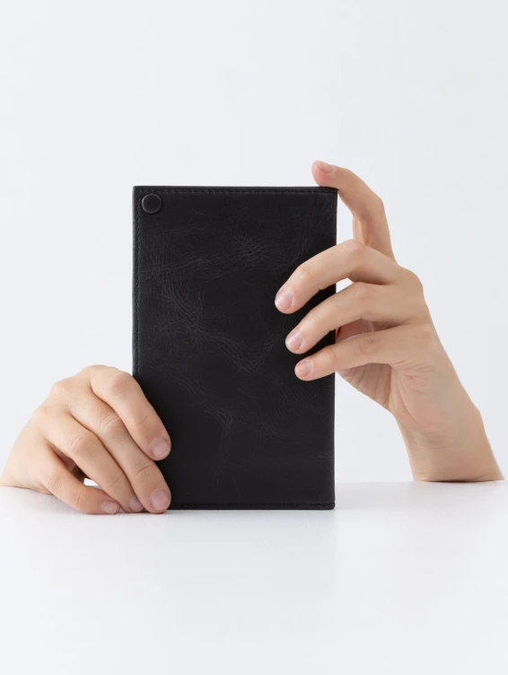 Кожаное портмоне на кнопке темно-серое