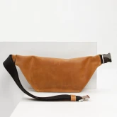 Кожаная поясная сумка рыжая с винтажным эффектом - изображение 2