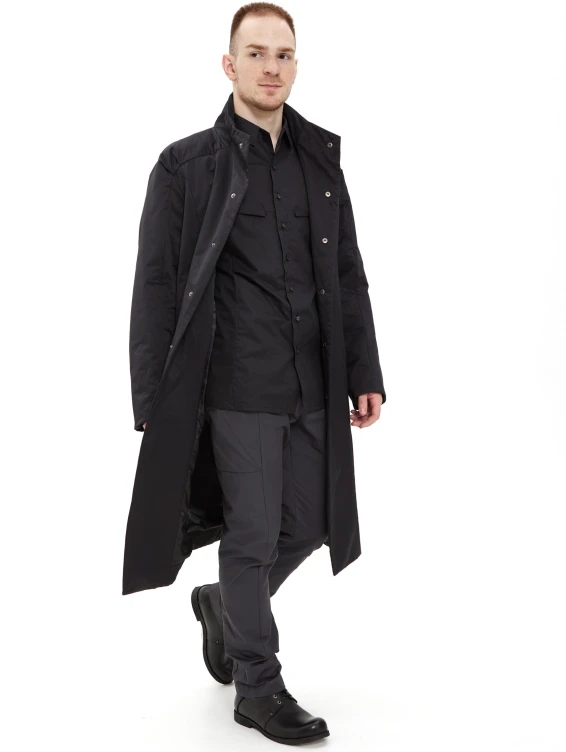 Плащ демисезонный на кнопках черный