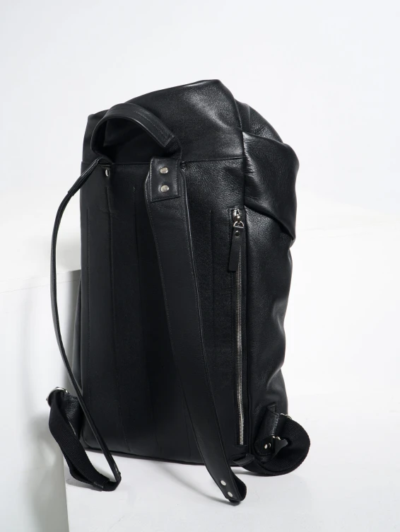 Роллтоп кожаный черный