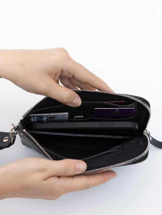 Кожаный клатч темно-серый