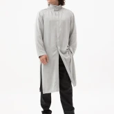 Длинная серая рубашка из вискозы, вид спереди