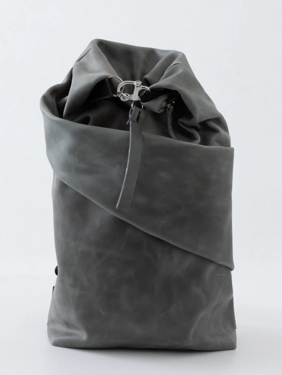 Роллтоп кожаный серый с винтажным эффектом