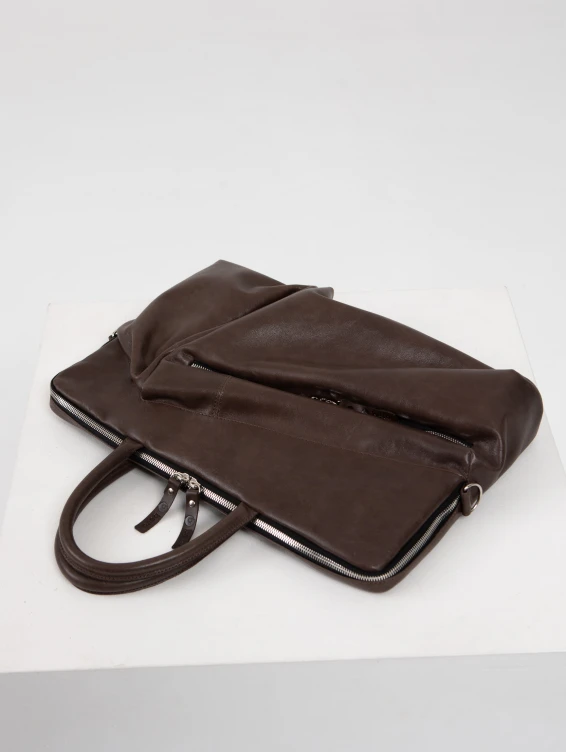 Кожаная сумка для ноутбука коричневая