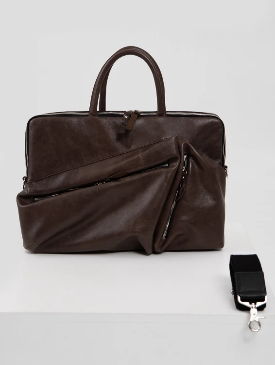 Кожаная сумка для ноутбука коричневая