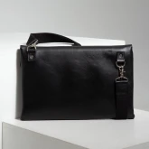 Кожаная сумка-папка для ноутбука черная - изображение 6