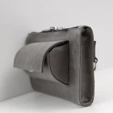 Кожаная сумка с очечником серая - изображение 5