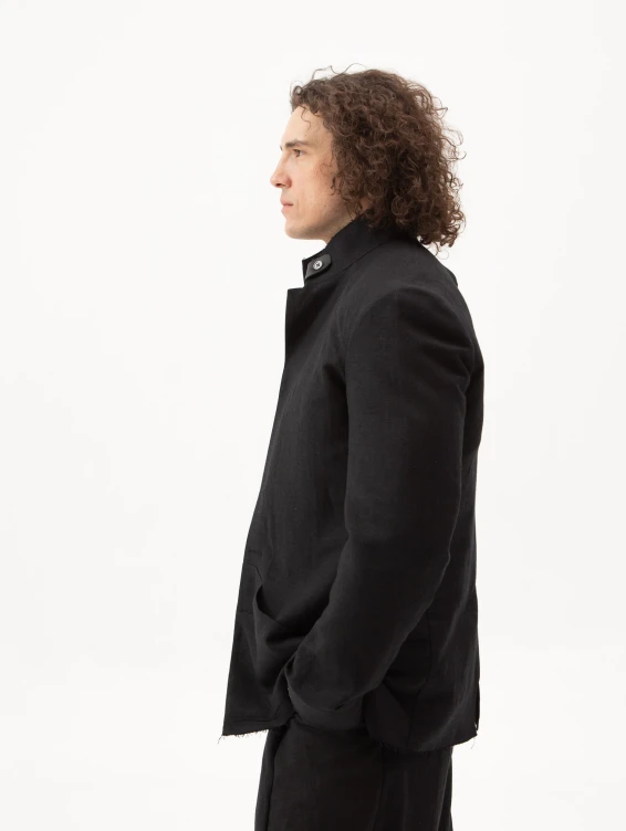 Жакет льняной черный