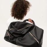 Кожаный саквояж черный