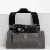 Кожаная сумка с очечником серая