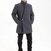 Пальто зимнее средней длины серое