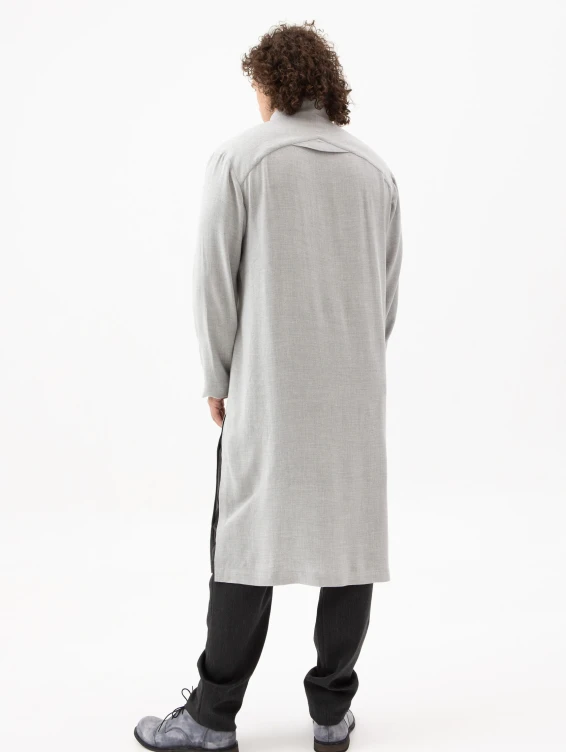 Длинная серая рубашка из вискозы