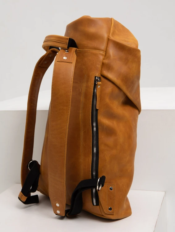 Роллтоп кожаный рыжий с винтажным эффектом