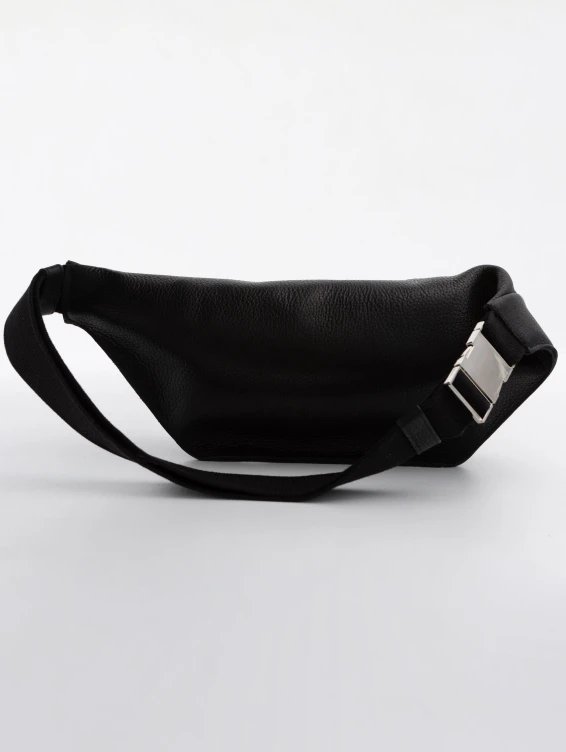 Кожаная поясная сумка черная